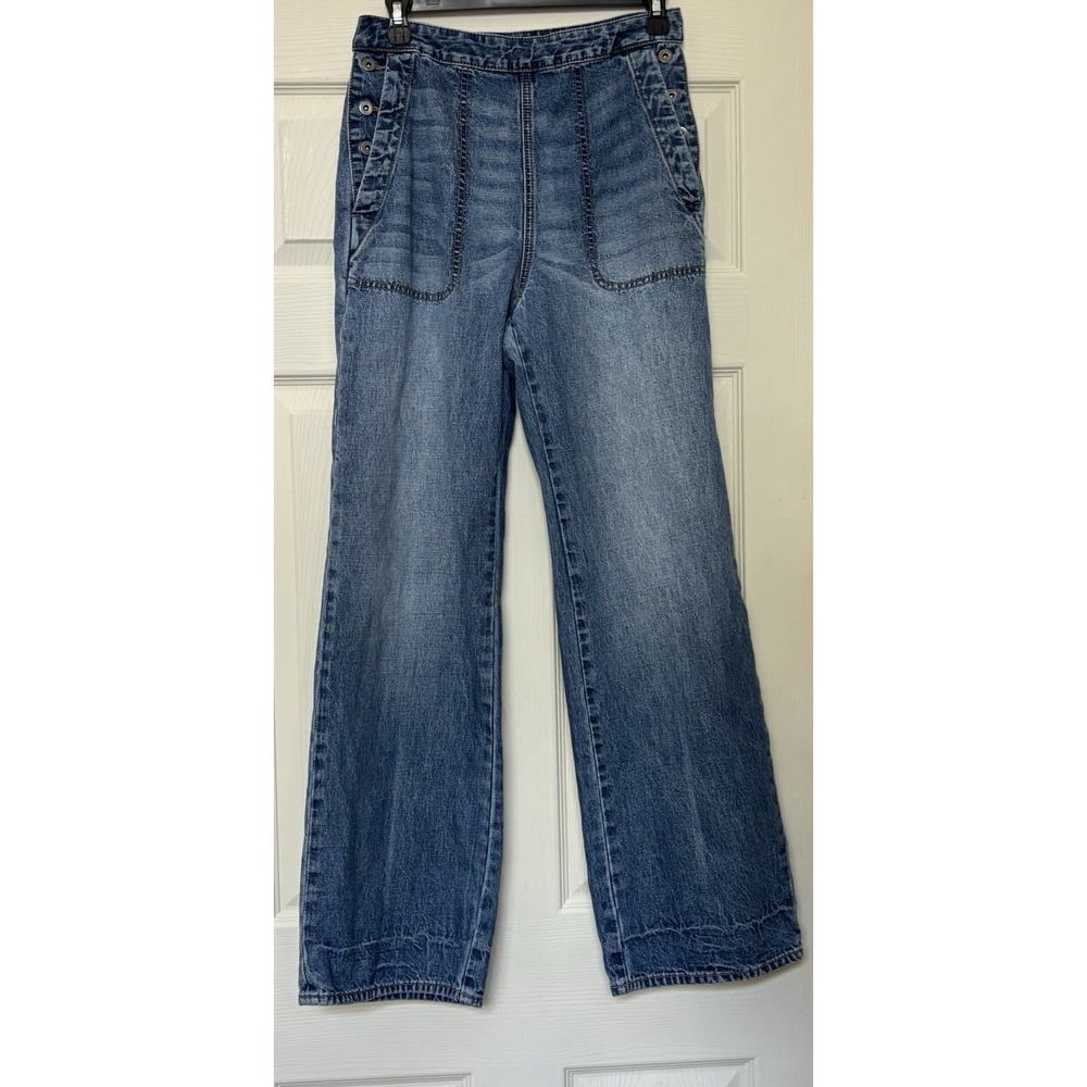 James Perse Womens Light Wash Wide Leg Sailor Denim Jeans WVCD1698 Size 26 Blue